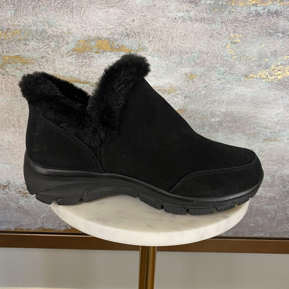 Skechers Slip-ins Shoes Womens Size 6 Black Leather Faux Fur Water Repellant - Picture 5 of 10